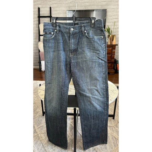 Hugo Boss Texas Blue Regular Straight Fit Boot Cut Jeans Mens Size 34 x 34 - Picture 1 of 6